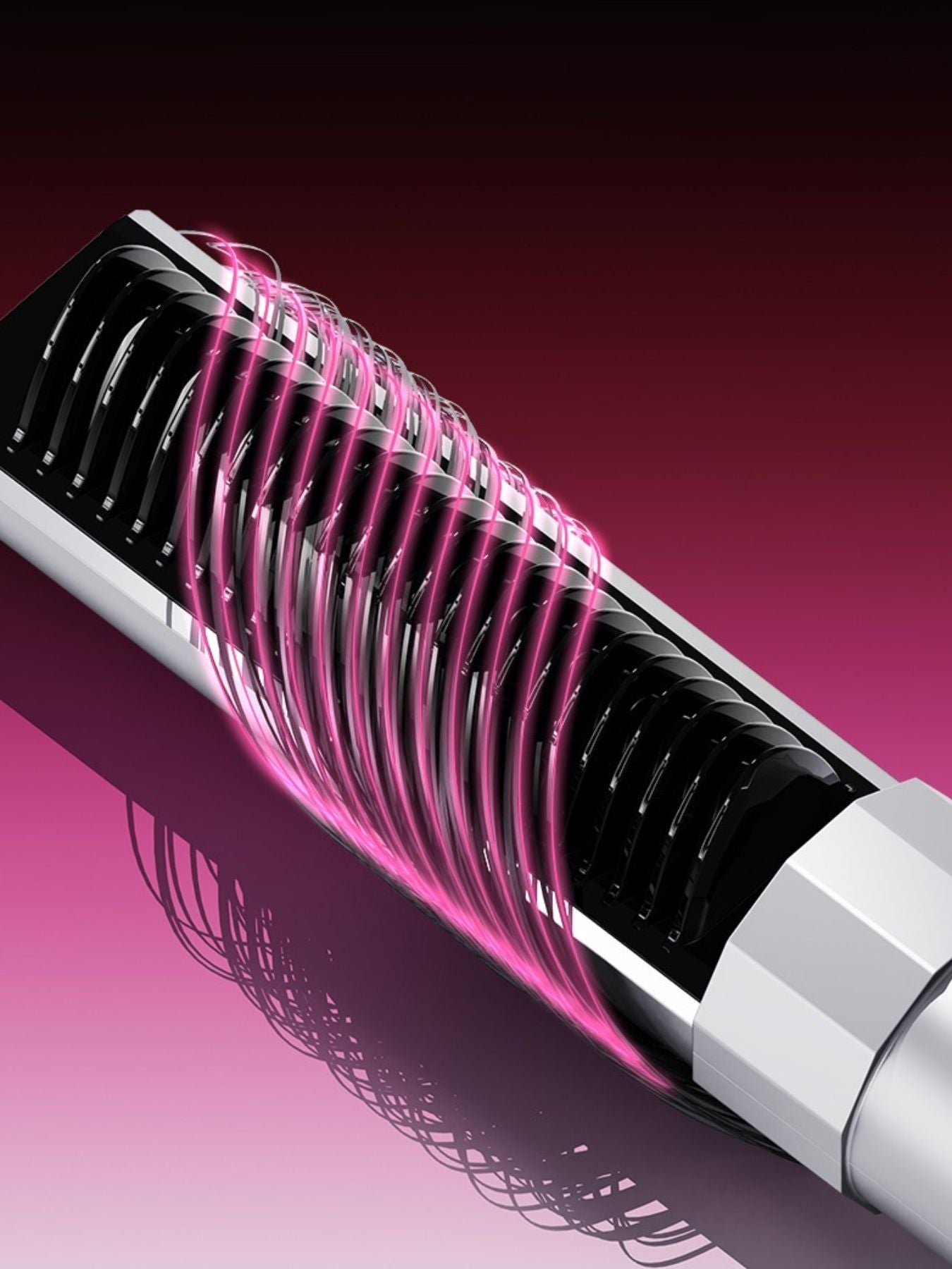Silver portable heated straightening comb by Trendsi, compact and designed for easy hair styling on the go.
