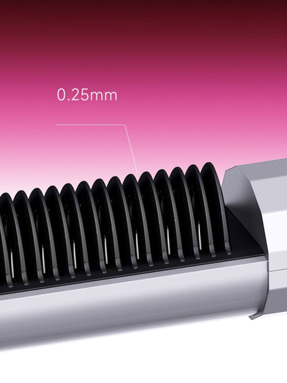 Silver portable heated straightening comb by Trendsi, compact and designed for easy styling on the go.