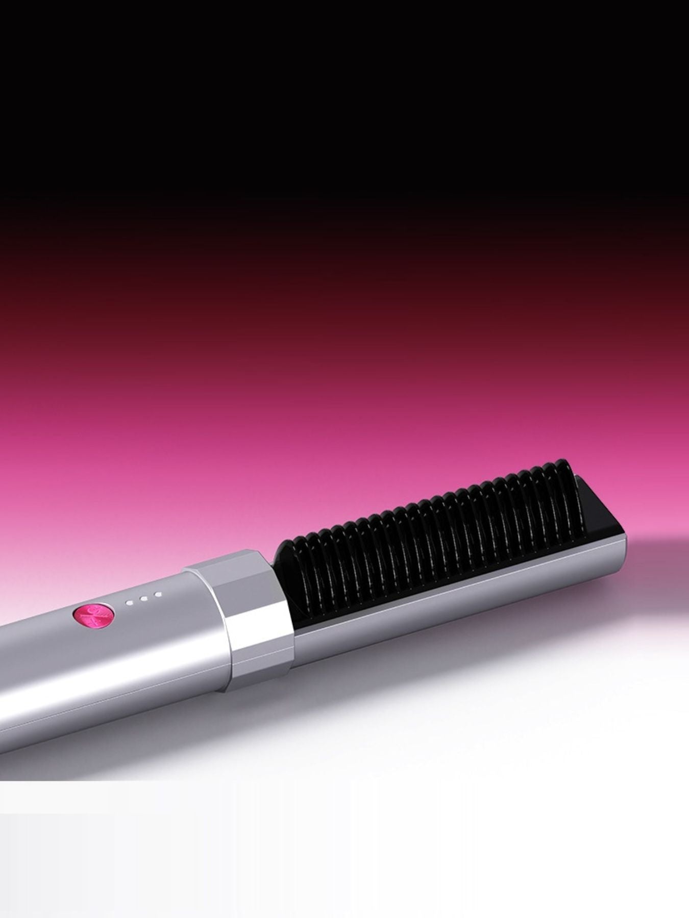 Silver portable heated straightening comb by Trendsi, compact design for easy styling and hair straightening.