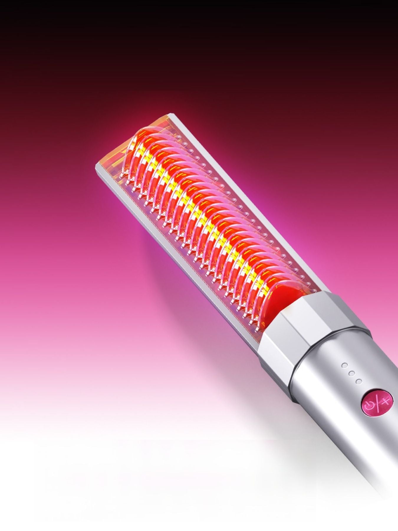 Silver portable heated straightening comb by Trendsi with ergonomic handle and sleek design for easy hair styling.