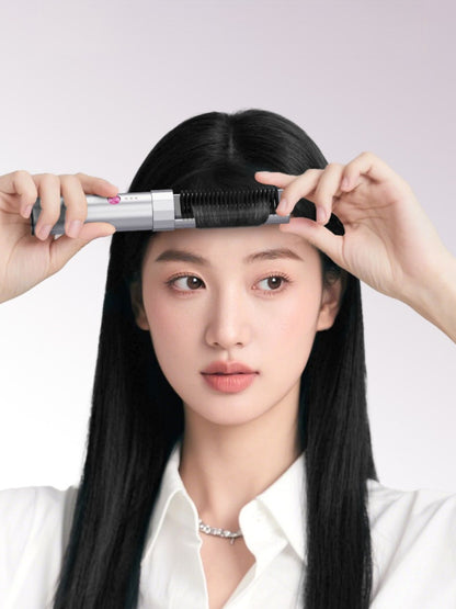 Silver Trendsi portable heated straightening comb with ergonomic handle and adjustable heat settings, ideal for quick styling.