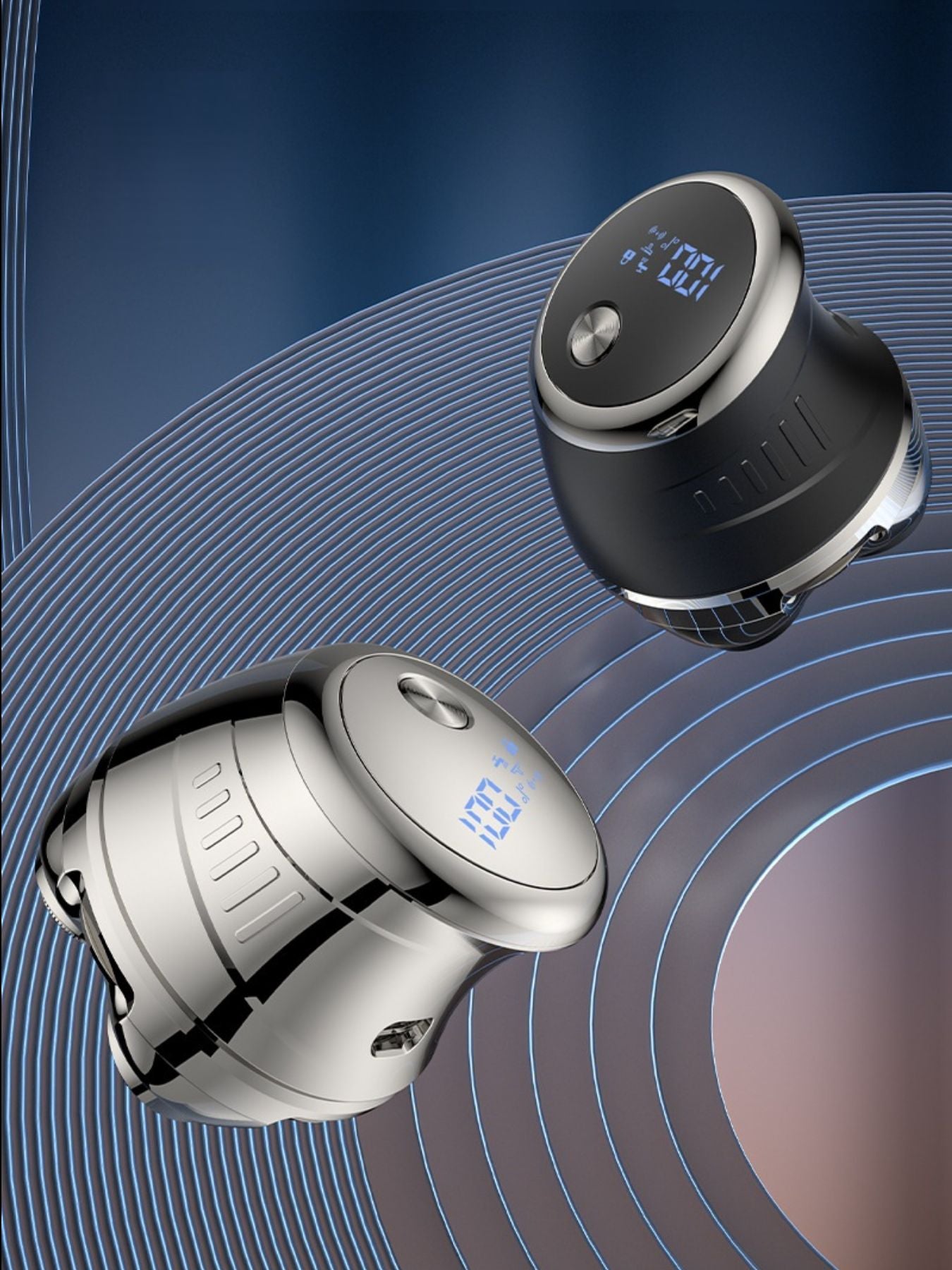 Silver Trendsi rechargeable 5-head rotary shaver with ergonomic design and multiple shaving heads for a close, comfortable shave.
