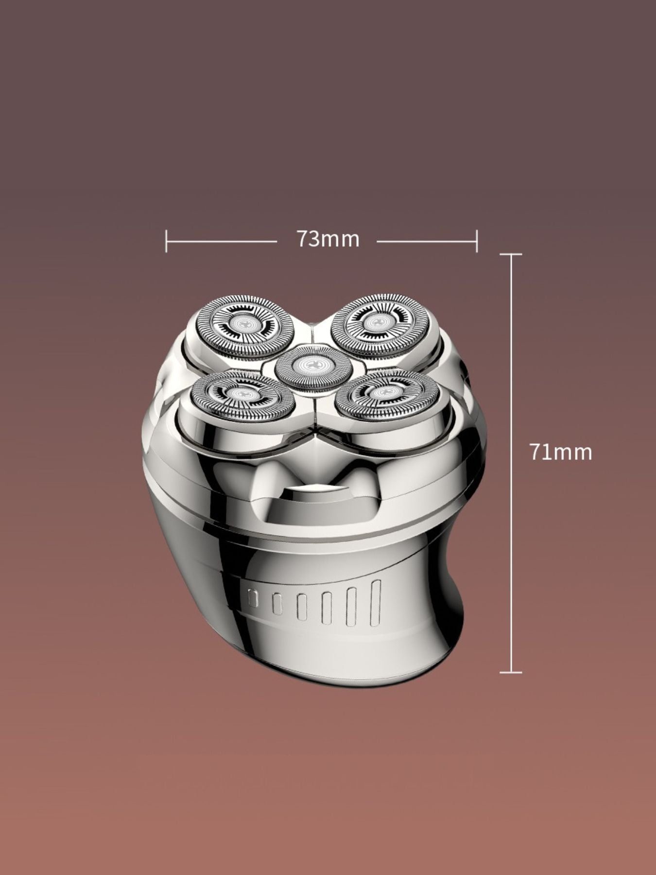 Silver rechargeable 5-head rotary shaver by Trendsi with a sleek design and ergonomic handle for close, comfortable shaving.