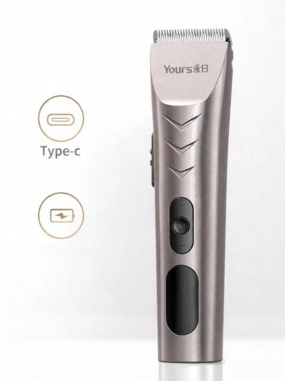 Rechargeable silver Trendsi hair clipper with adjustable blades, compact design, suitable for professional and home grooming.
