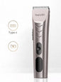 Rechargeable silver Trendsi hair clipper with adjustable blades, compact design, suitable for professional and home grooming.