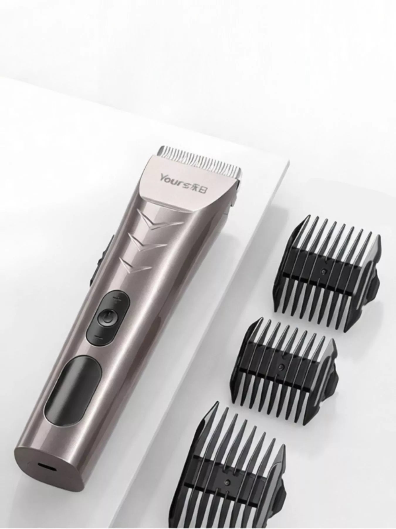 Trendsi rechargeable hair clipper in silver with adjustable blades, designed for easy hair trimming and grooming at home.