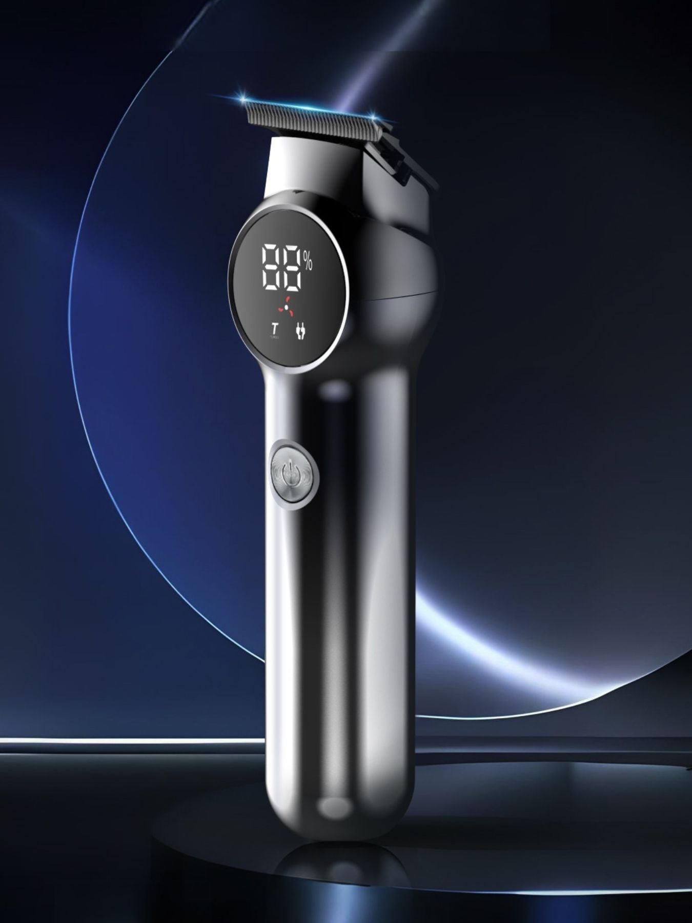 Silver rechargeable hair clipper from Trendsi with a sleek design and adjustable blades for easy hair trimming.