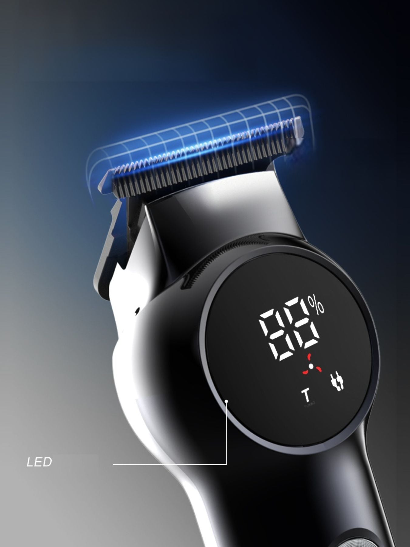 Silver rechargeable hair clipper by Trendsi with a sleek design, ideal for professional or home hair cutting.
