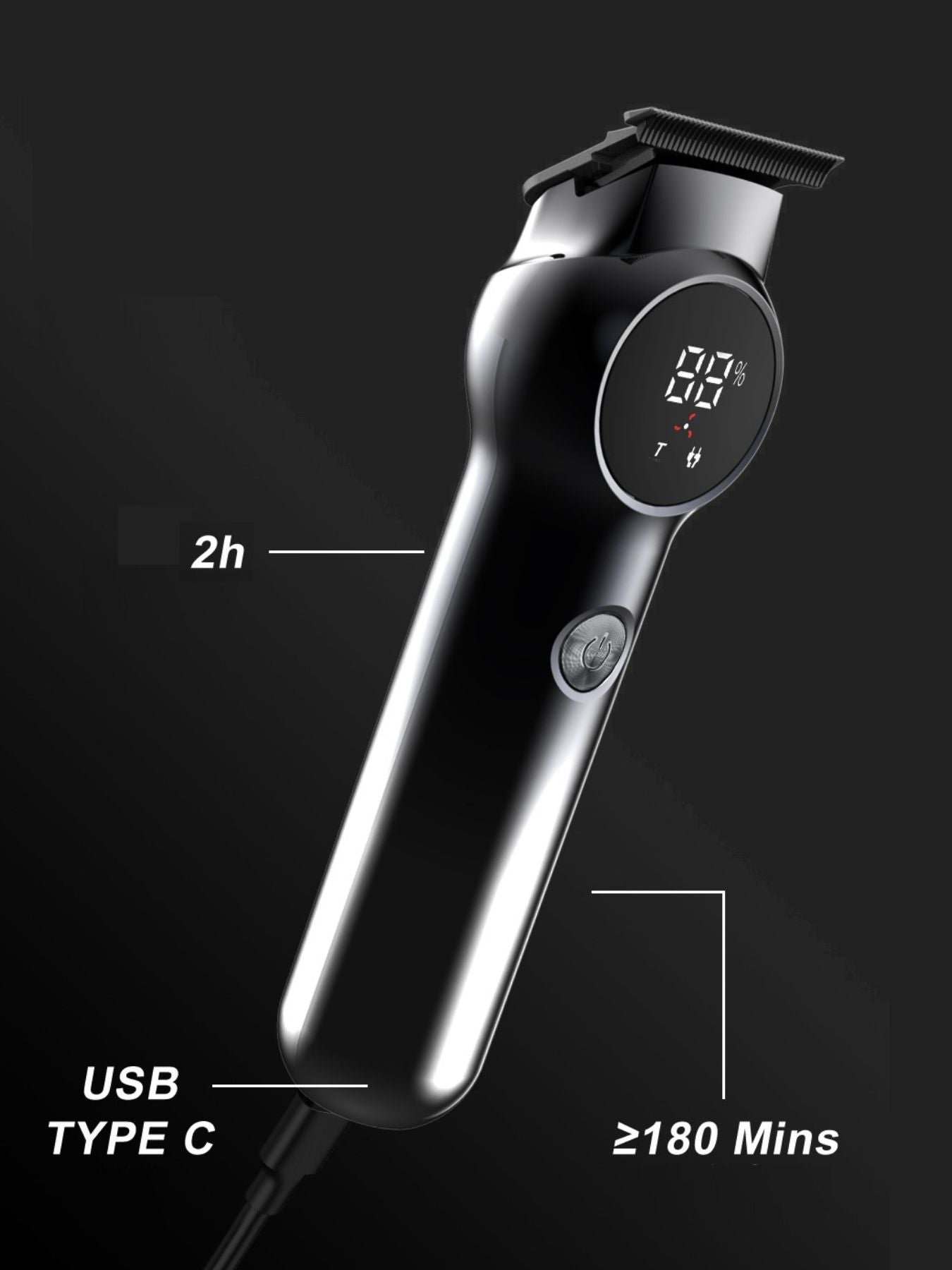 Silver rechargeable hair clipper by Trendsi with a sleek design and adjustable blades for precise grooming.