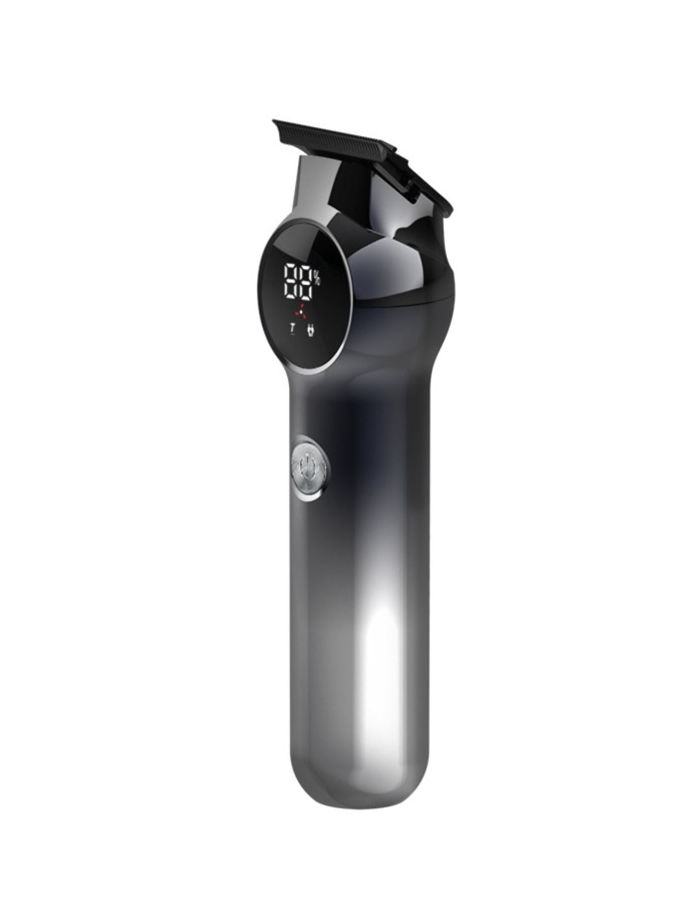 Silver rechargeable hair clipper from Trendsi with a sleek design, ideal for trimming and grooming hair efficiently.