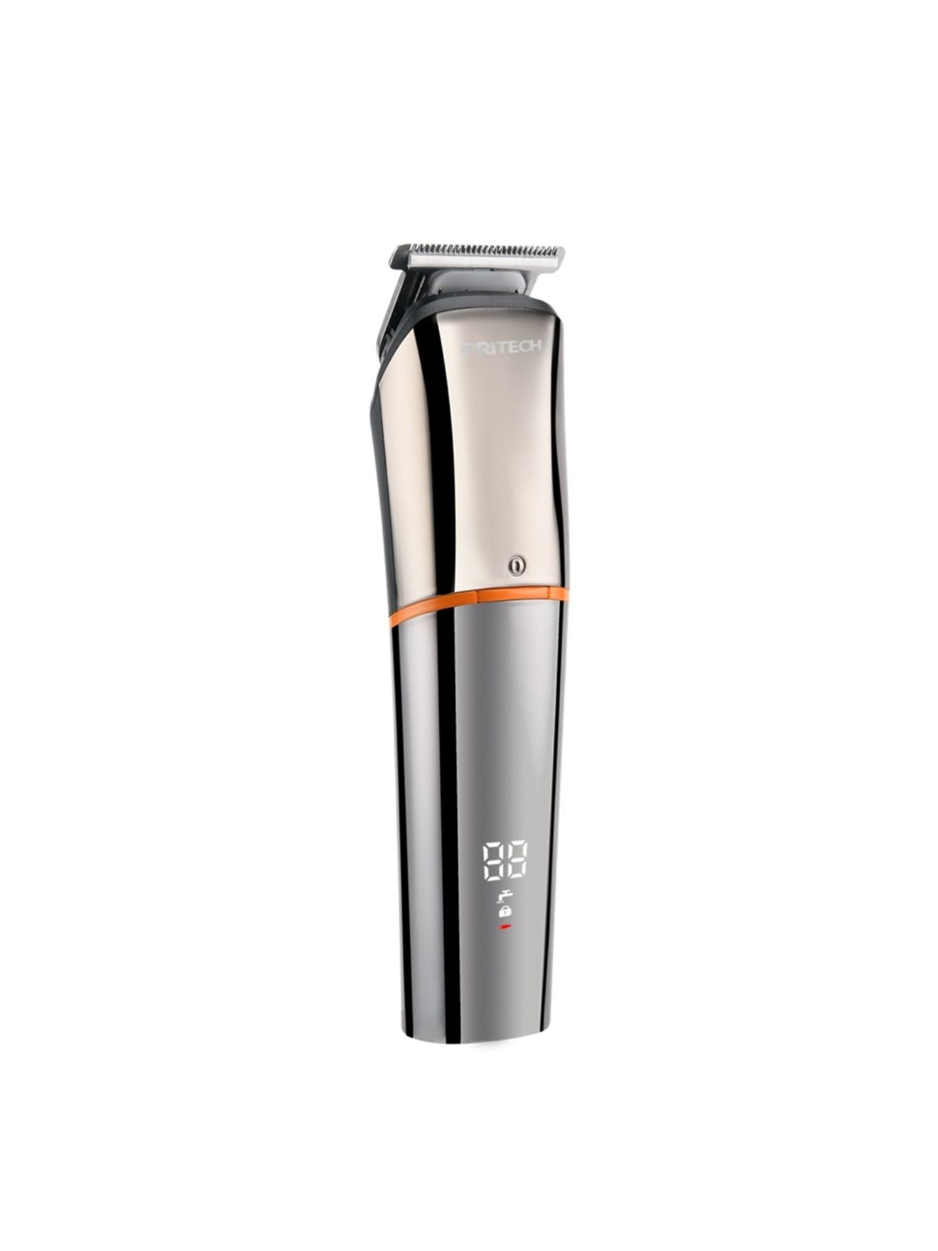 Silver rechargeable hair clipper by Trendsi with a sleek design for precise hair cutting and grooming.