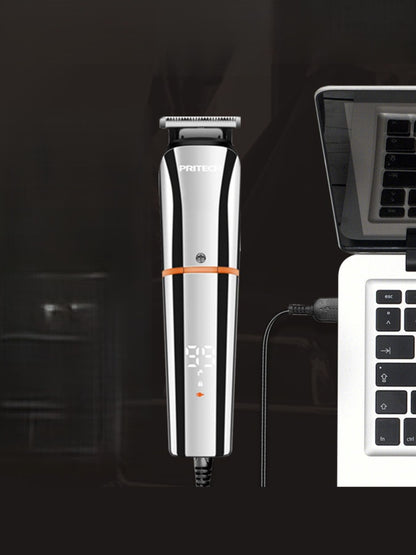 Silver rechargeable hair clipper by Trendsi with adjustable blades and ergonomic design for easy grooming.