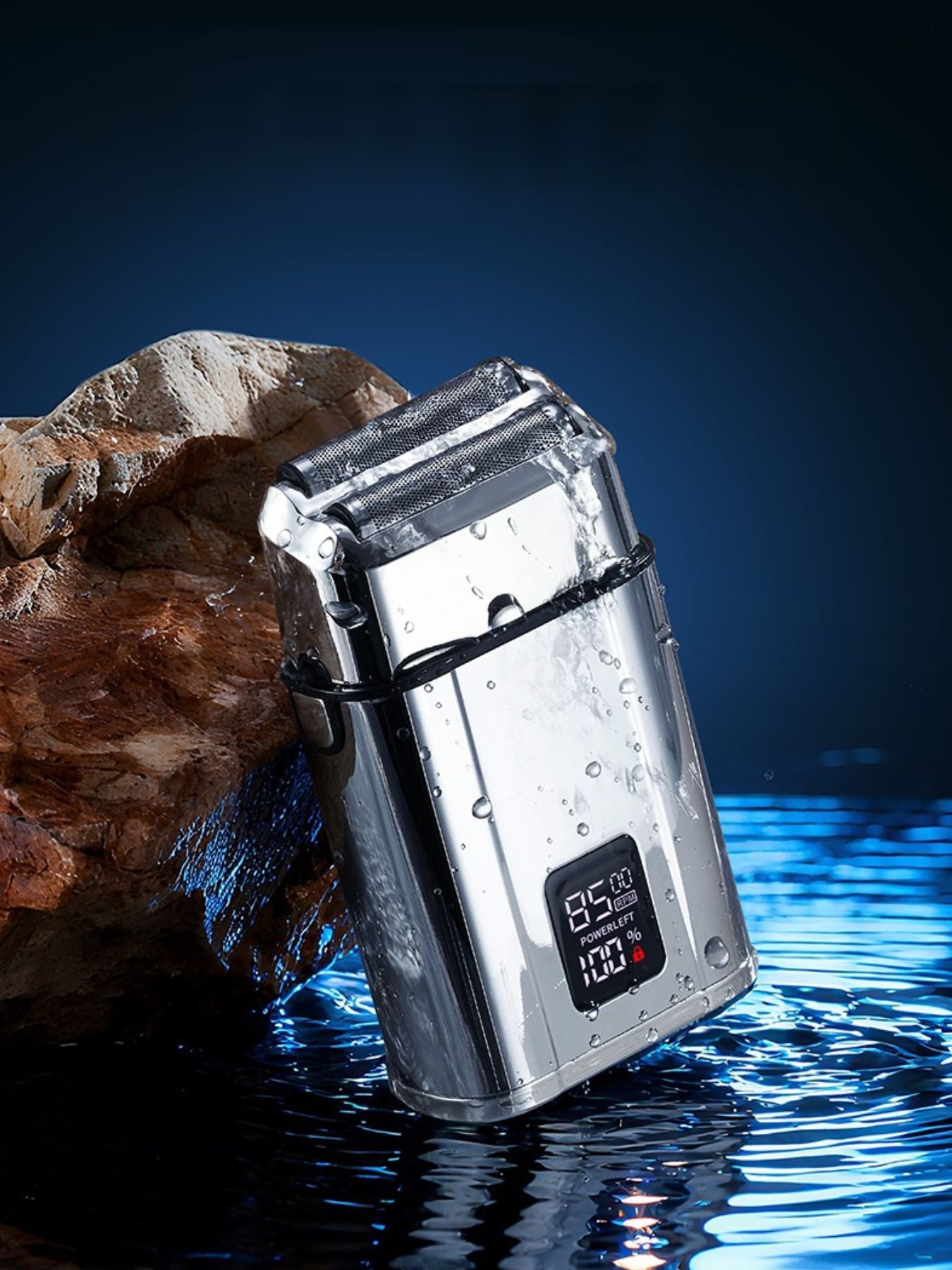 Silver waterproof electric shaver by Trendsi with a sleek design, suitable for wet and dry shaving.