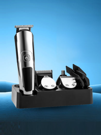 Silver waterproof hair clipper with LED display, Trendsi brand, showing adjustable blades and waterproof design for hair trimming.