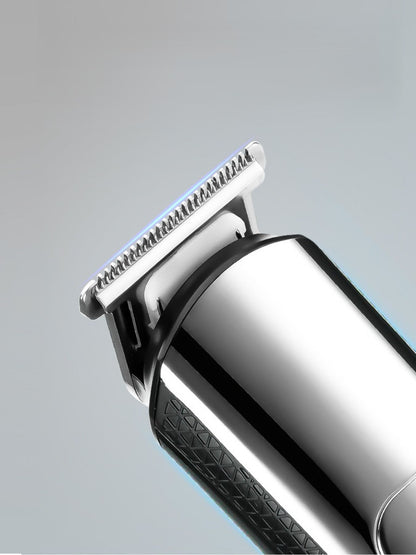 Silver waterproof hair clipper from Trendsi with LED display and ergonomic design for precise cutting.