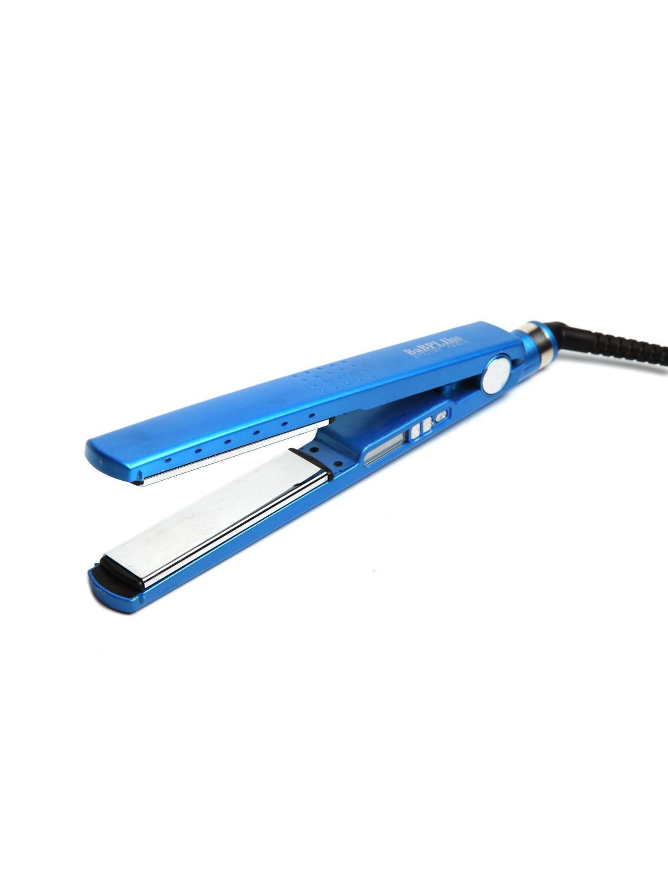 Sky blue ceramic hair straightener by Trendsi with European plug, featuring ceramic plates for smooth, sleek styling.