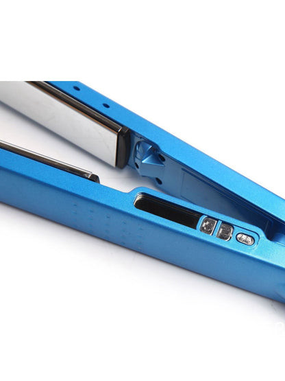 Sky blue ceramic hair straightener by Trendsi with European plug, showcasing sleek design and ceramic heating plates.