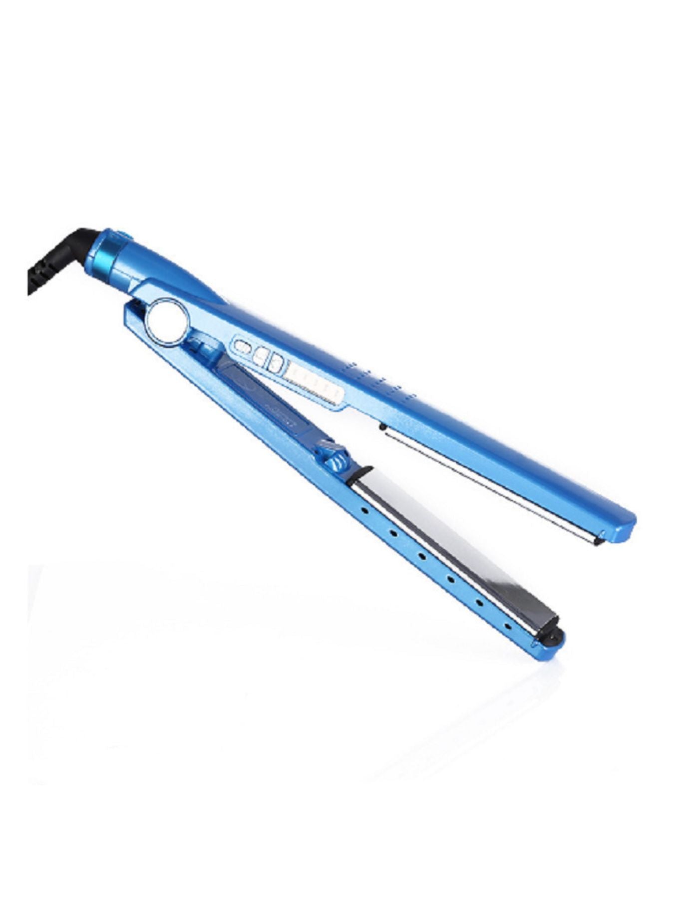 Sky blue ceramic hair straightener by Trendsi with European plug, showcasing sleek design and ceramic plates for smooth styling.