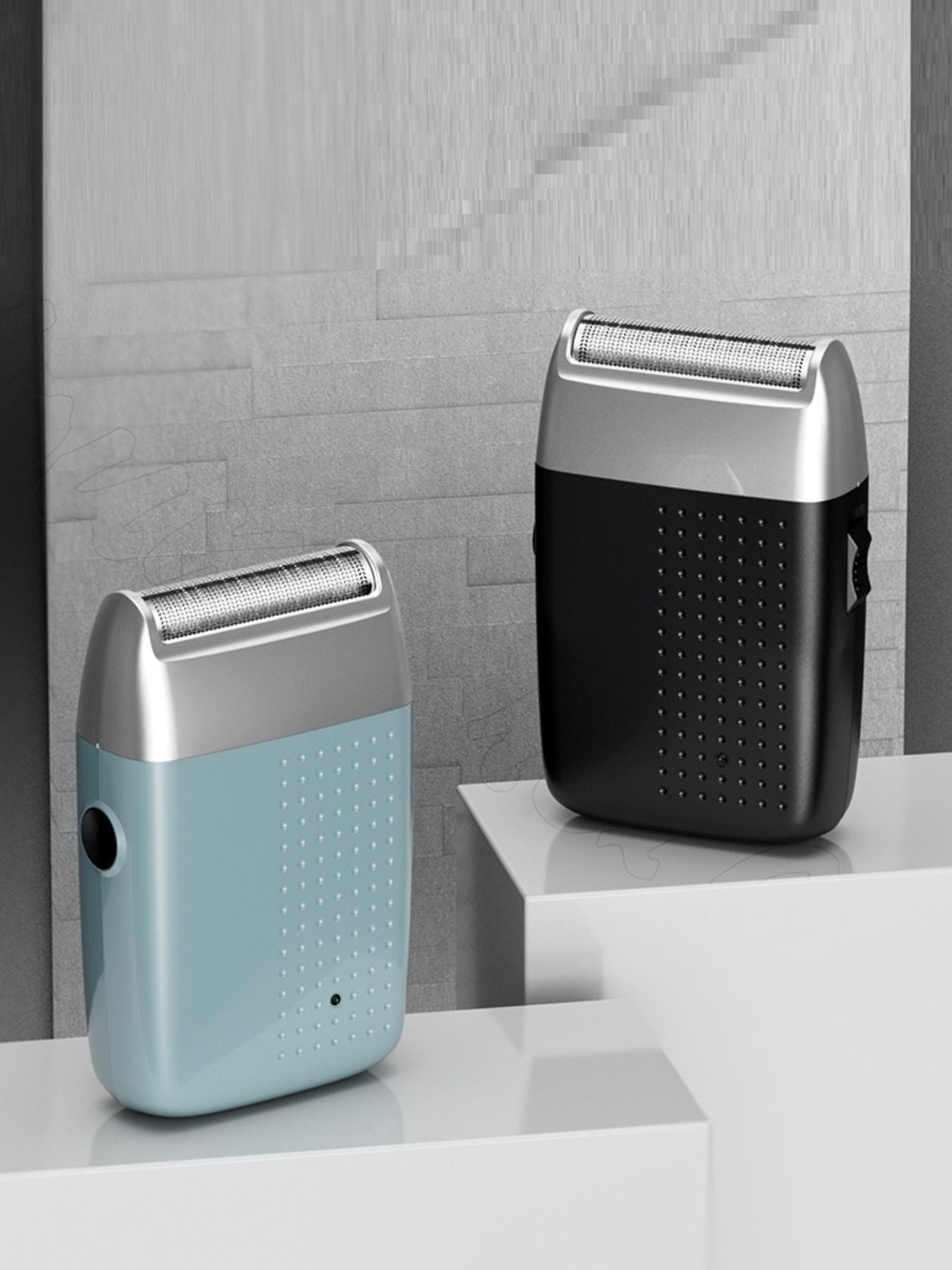 Sky blue portable electric shaver by Trendsi with a compact design and easy grip for convenient grooming.