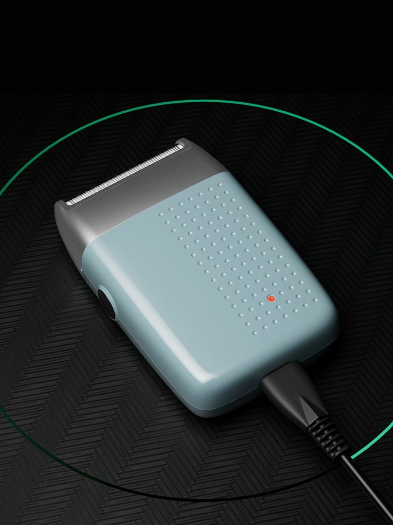 Sky blue portable electric shaver by Trendsi, compact design with a sleek handle, ideal for on-the-go grooming.