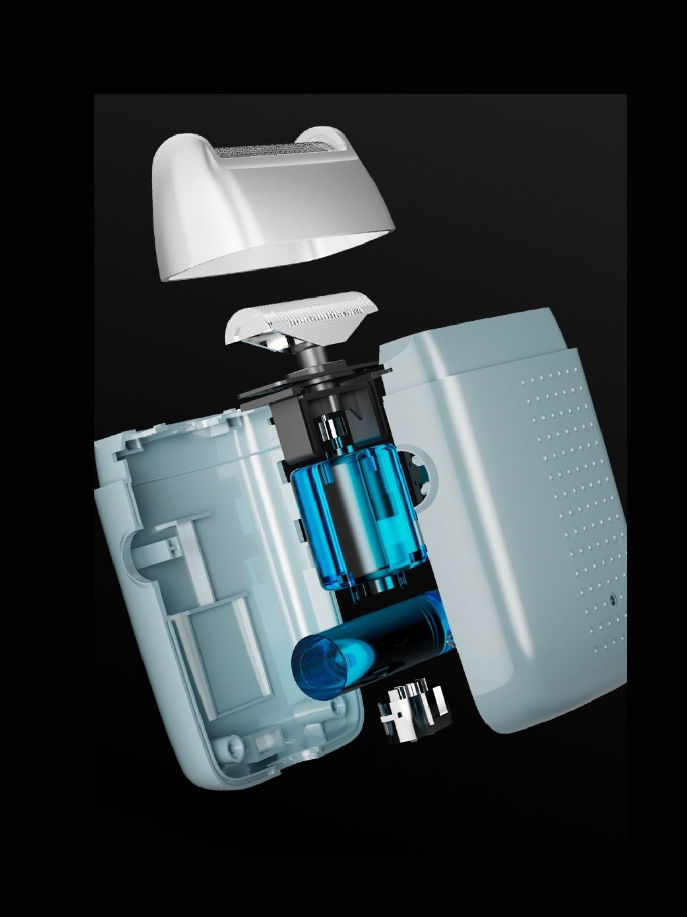 Sky blue portable electric shaver by Trendsi with a compact design, ideal for easy grooming on the go.