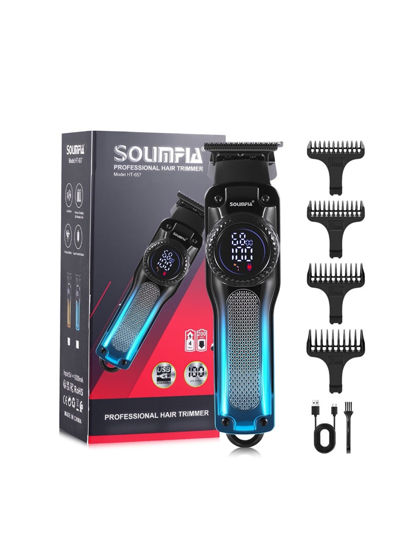Sky blue cordless hair clipper by Trendsi with ergonomic design and adjustable blades for easy haircutting.