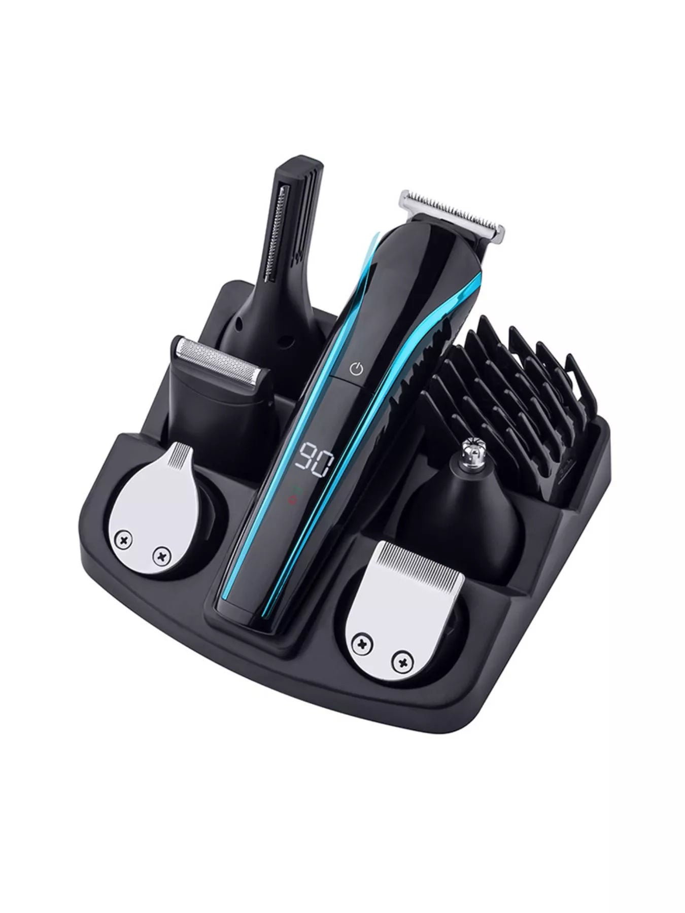 Sky blue cordless rechargeable hair clipper by Trendsi with a sleek design and adjustable blades for easy hair trimming.