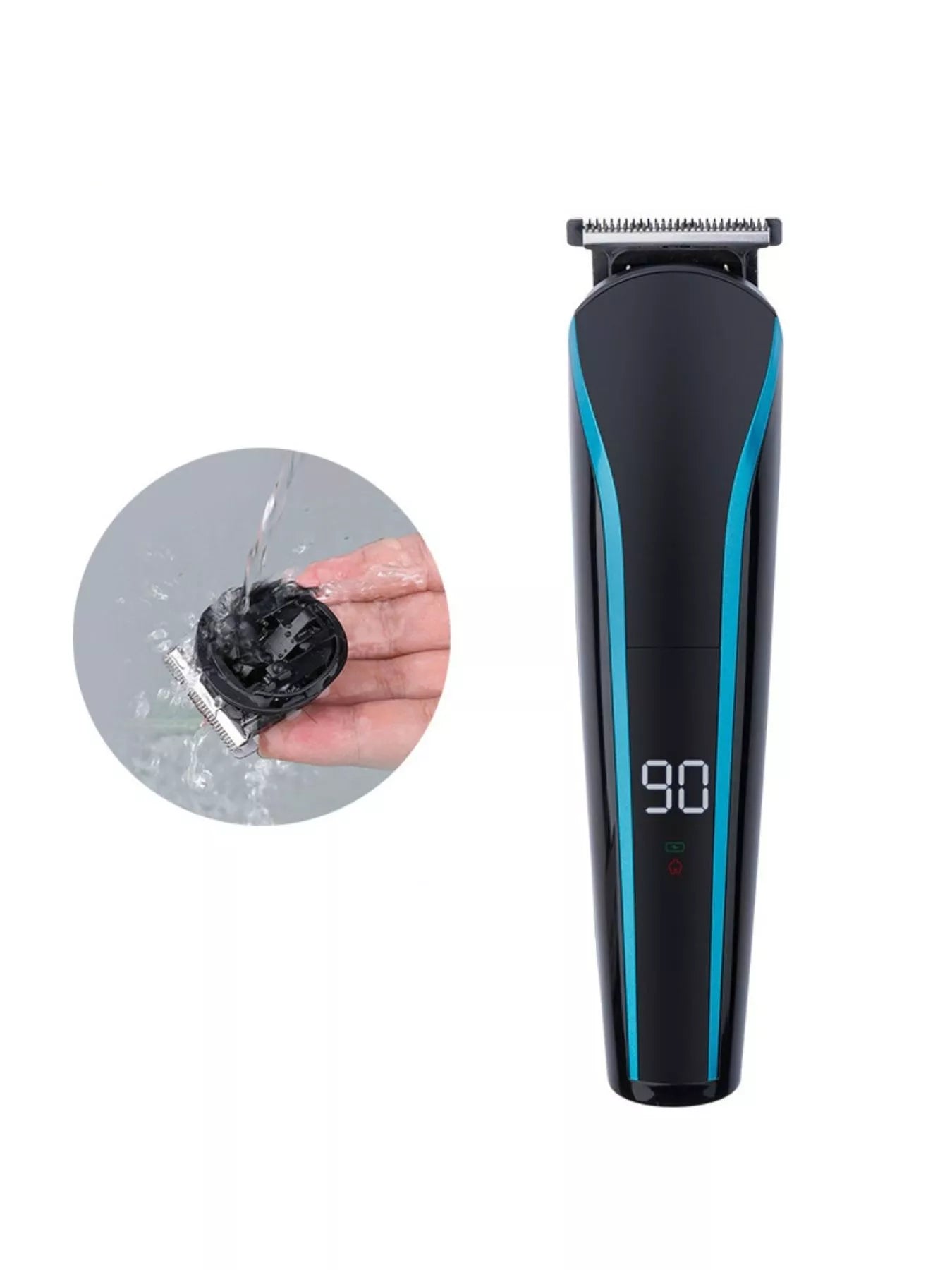 Sky blue cordless rechargeable hair clipper by Trendsi with a sleek design, ideal for easy home or professional hair cutting.