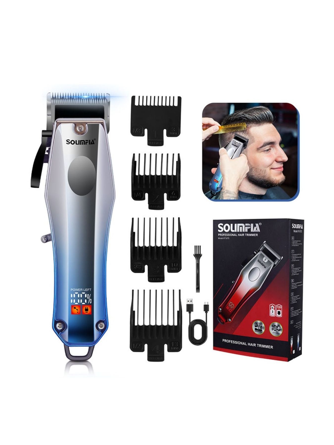 Sky blue electric hair clipper from Trendsi with adjustable blades and ergonomic design for precise hair cutting.