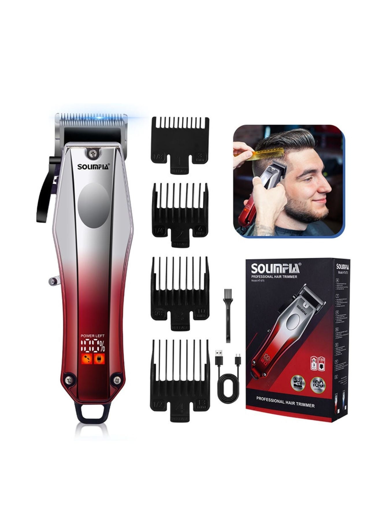 Sky blue electric hair clipper by Trendsi, with a sleek design and adjustable blades for precise hair cutting.