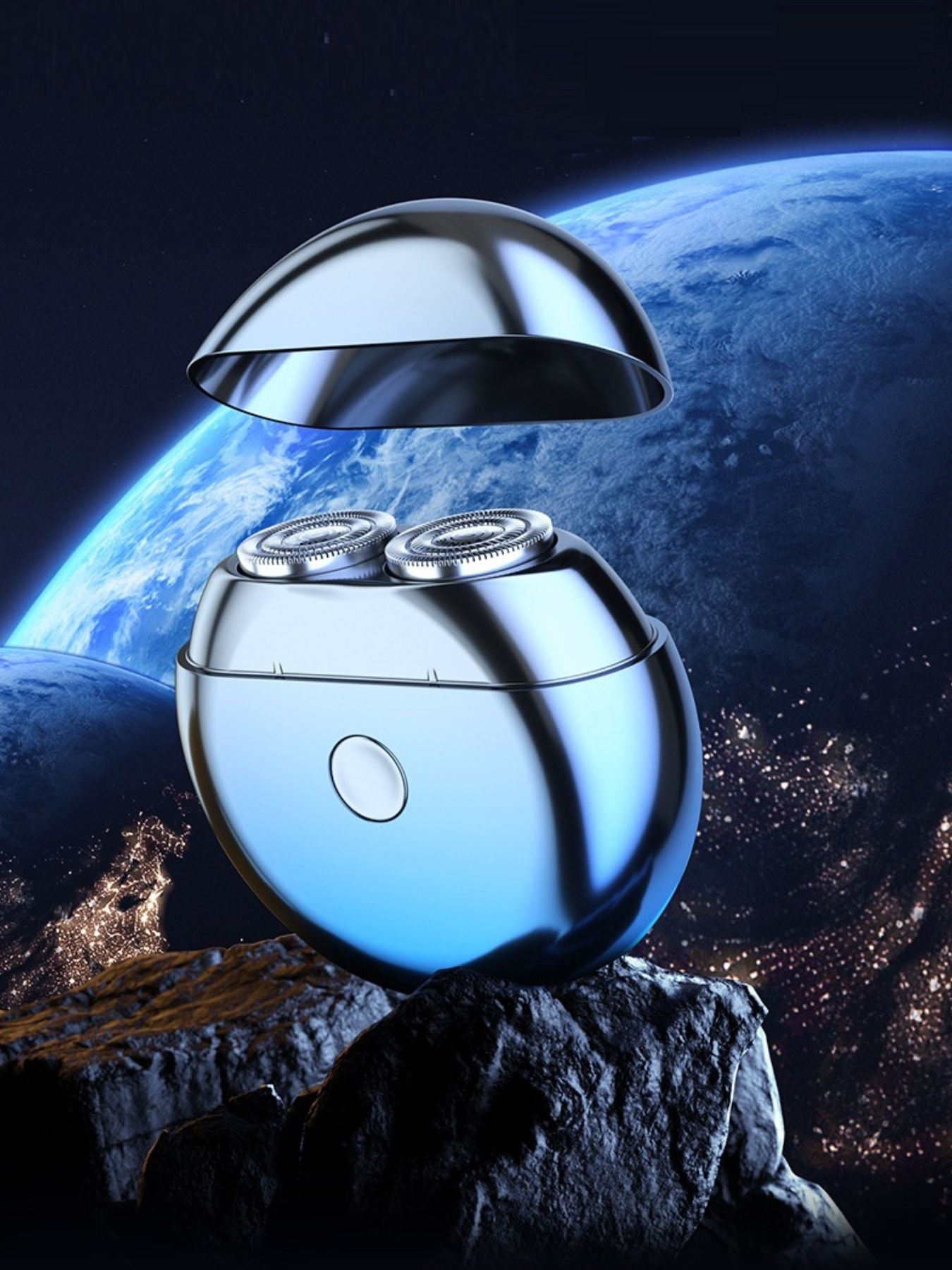 Sky blue portable mini electric shaver by Trendsi, compact design with dual blades for quick, close grooming.