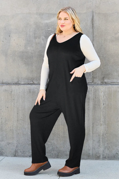 Sky-blue sleeveless straight jumpsuit from Trendsi, featuring a full-size, minimalist design with a sleek, modern fit.