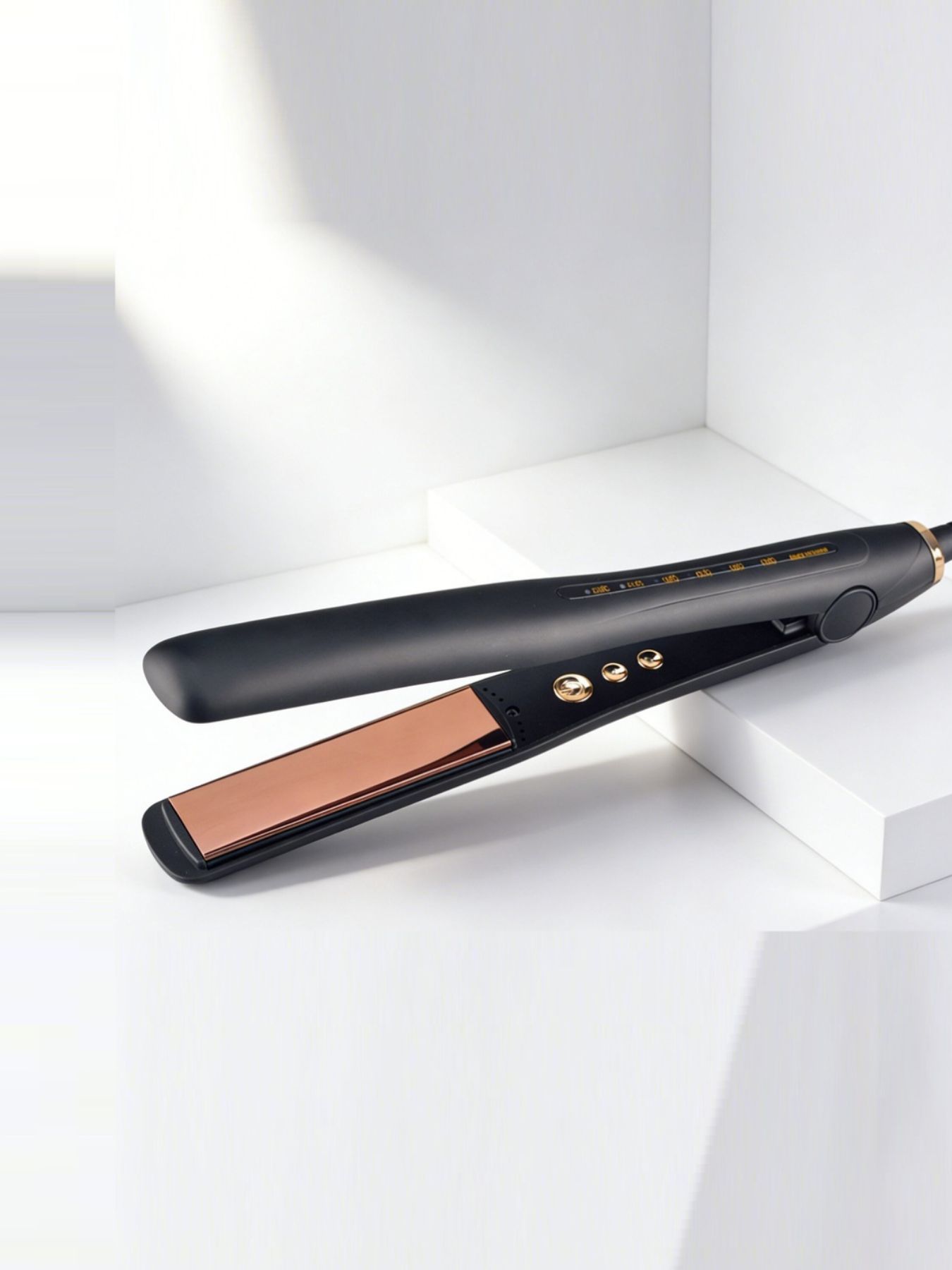 Trendsi fast heating hair straightener with North American plug, sleek black design, and ceramic plates for smooth styling.