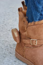 Trendsi Forever Link plush thermal flat boots in tan, featuring a cozy interior and sleek flat design for casual winter wear.