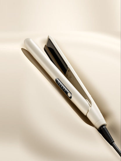 Cordless adjustable temperature hair straightener by Trendsi with European plug, sleek tan design, suitable for all hair types.