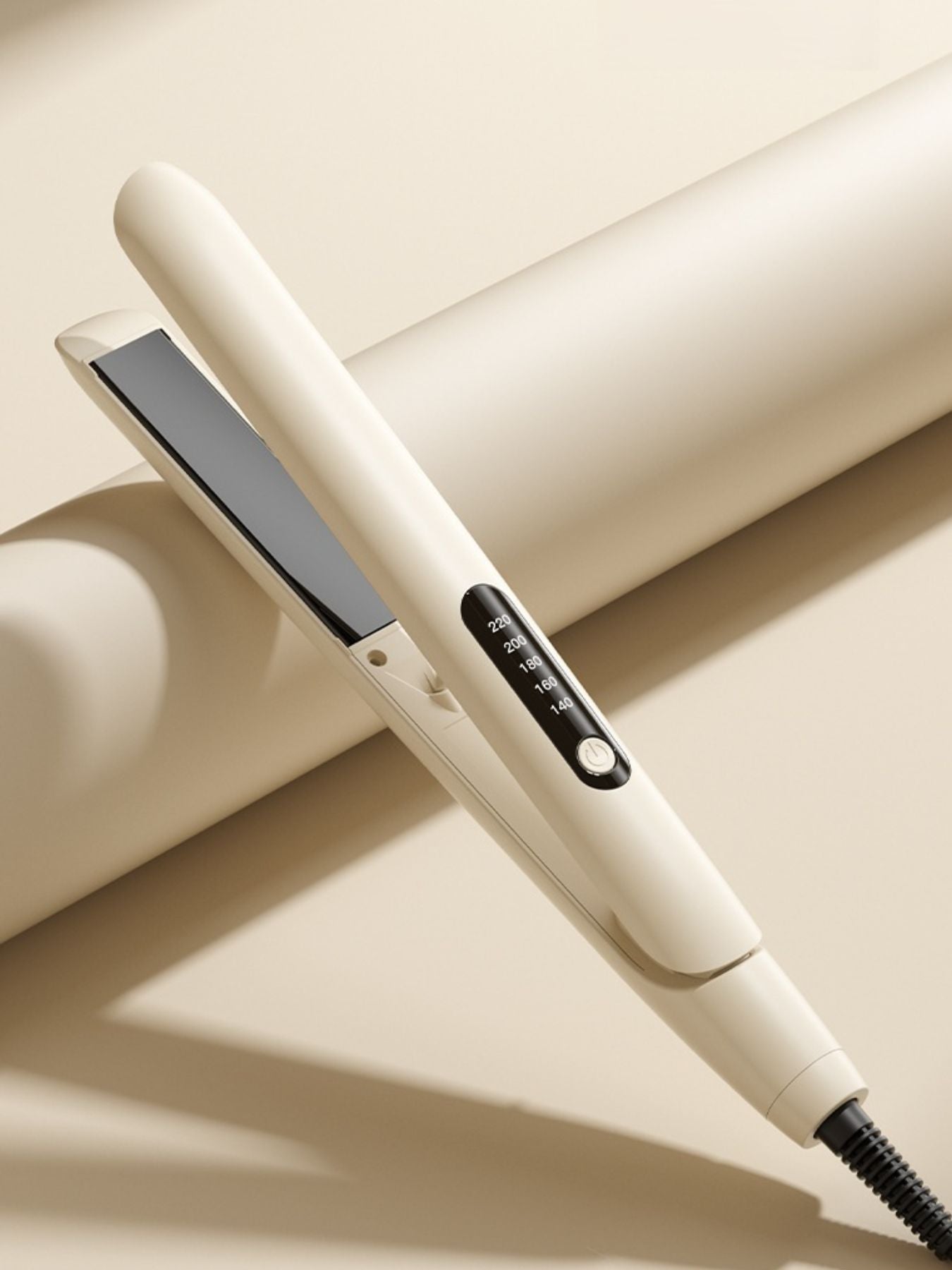 Trendsi cordless adjustable temperature hair straightener with European plug, sleek tan design for smooth styling.