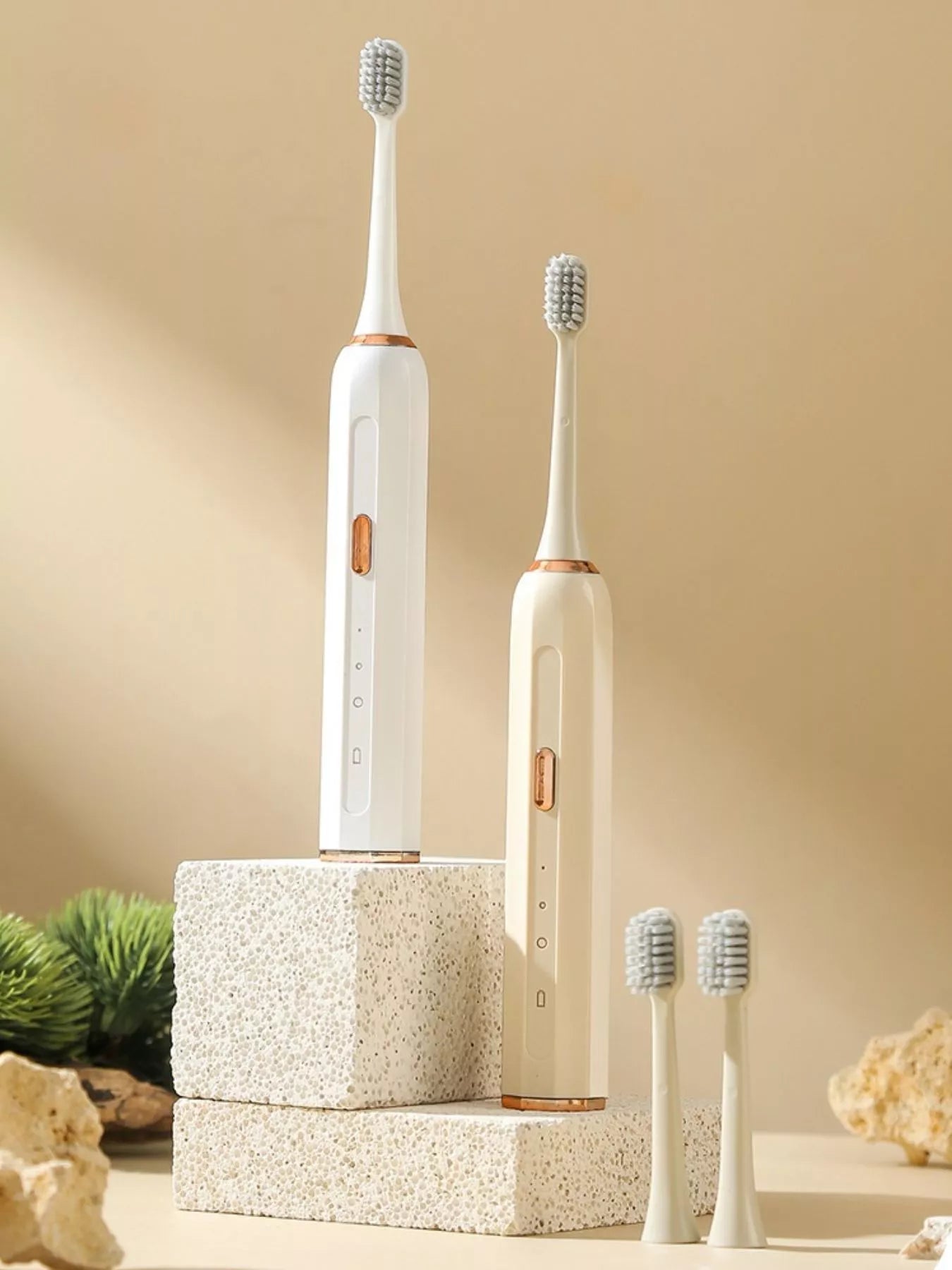 Trendsi smart electric toothbrush with tan handle and multiple brushing modes, designed for effective oral cleaning.
