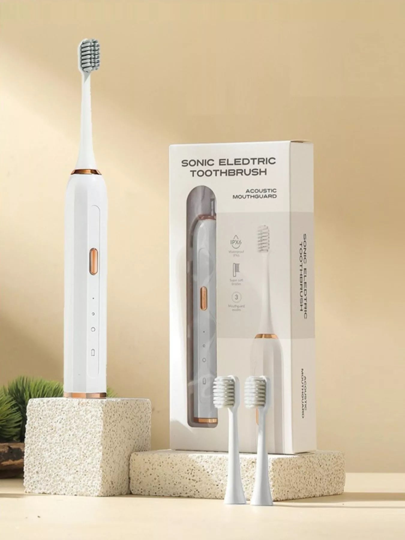 Trendsi smart electric toothbrush with tan handle and multiple brushing modes, designed for effective oral cleaning.