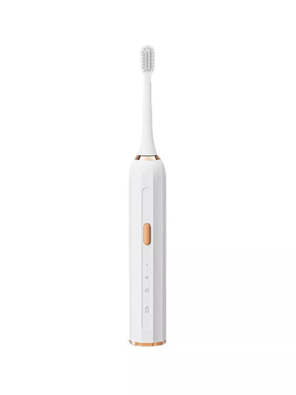 Trendsi smart electric toothbrush with tan handle, close-up view showing brushing head and ergonomic design.