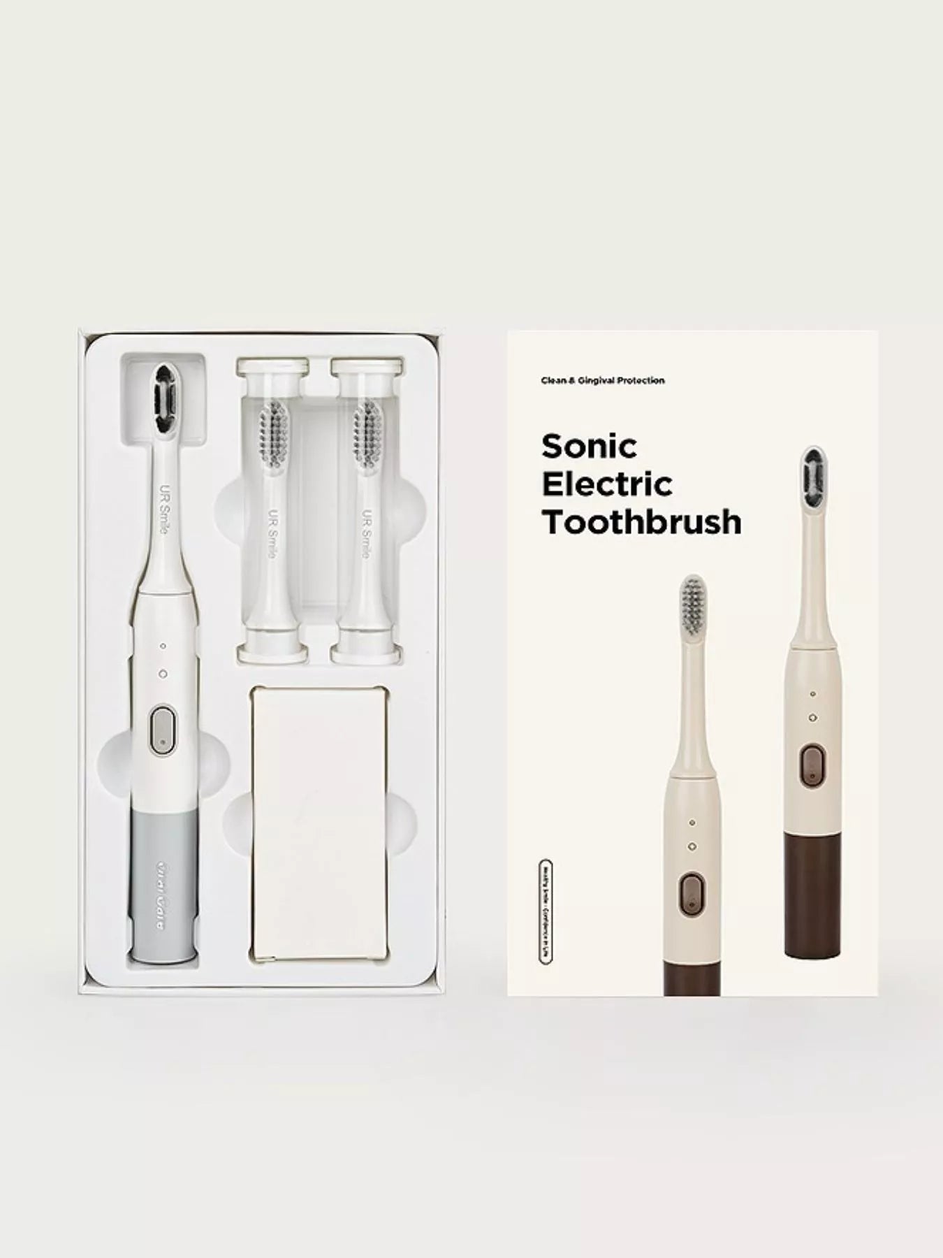 Trendsi rechargeable electric toothbrush with tan handle and multiple brushing modes, designed for effective dental cleaning.