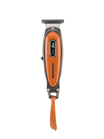 Cordless hair clipper from Trendsi with LED display, orange color, ergonomic design, and adjustable blade for precise haircutting.