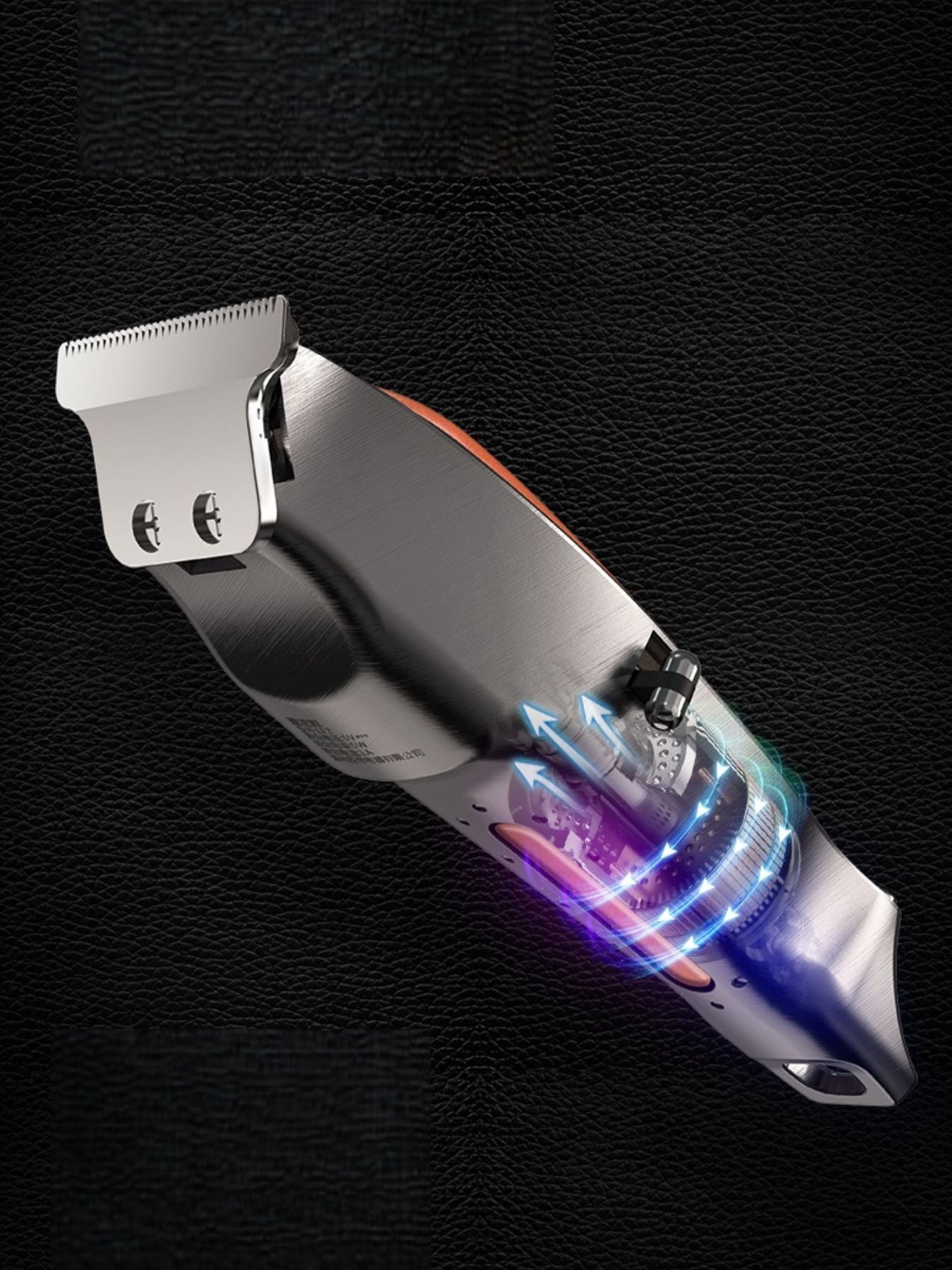 Cordless hair clipper with LED display by Trendsi, featuring an orange handle and adjustable blades for easy haircutting.
