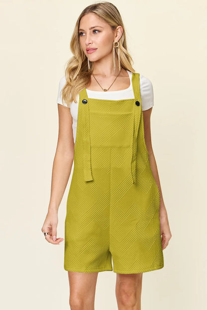 Tangerine double Take sleeveless romper with textured fabric and full-size fit, designed by Trendsi.