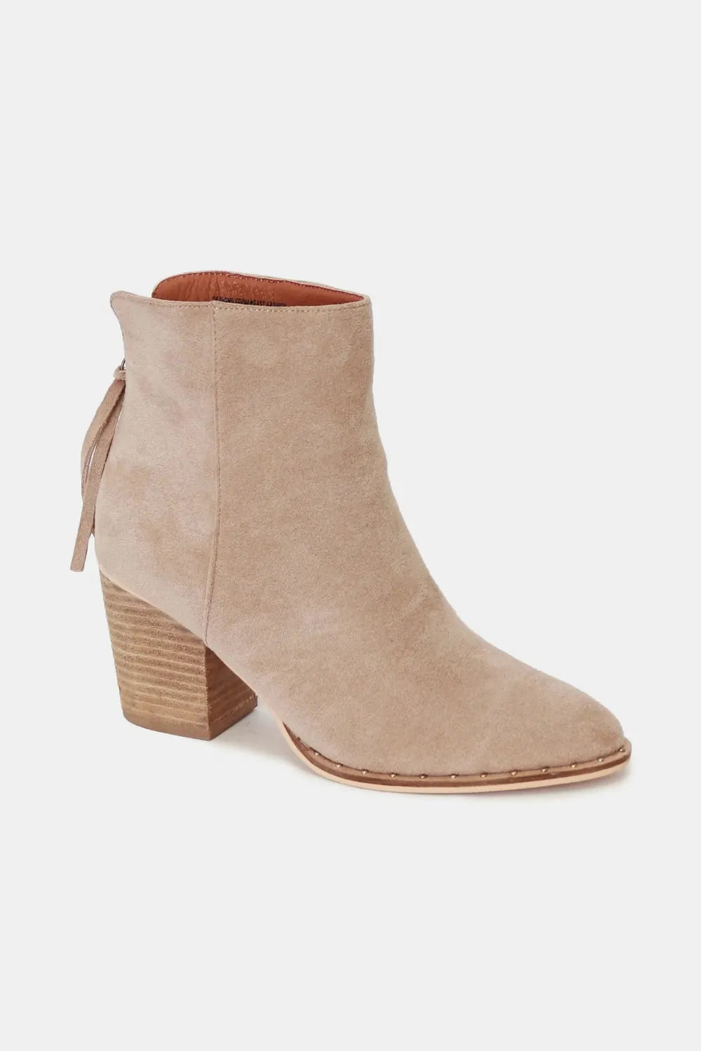 Taupe Beast Fashion suede point toe ankle booties with a sleek design, perfect for stylish and comfortable wear.