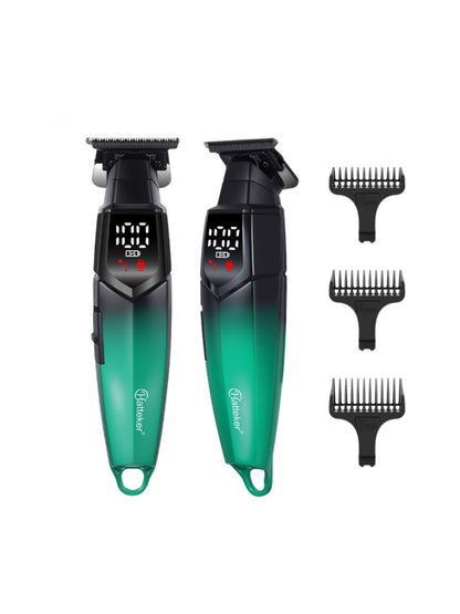 Teal cordless hair clipper with LED display and ergonomic design, by Trendsi, shown on a white background.
