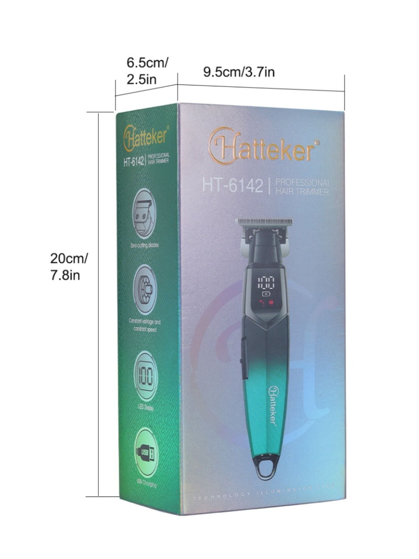 Teal cordless hair clipper with LED display and ergonomic design, by Trendsi for precise grooming.