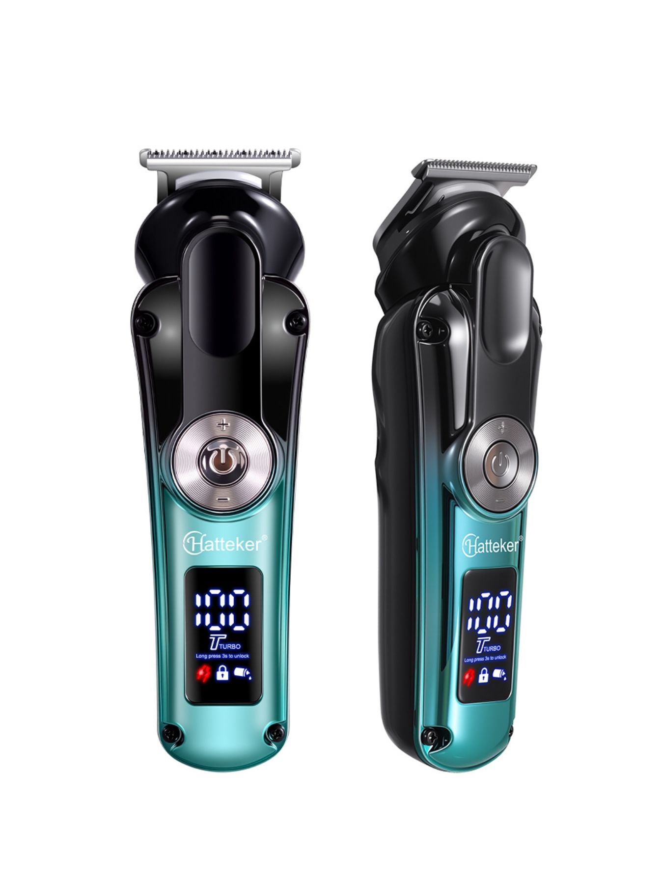 Trendsi cordless teal hair clipper with LED display and ergonomic design, suitable for precise haircutting.