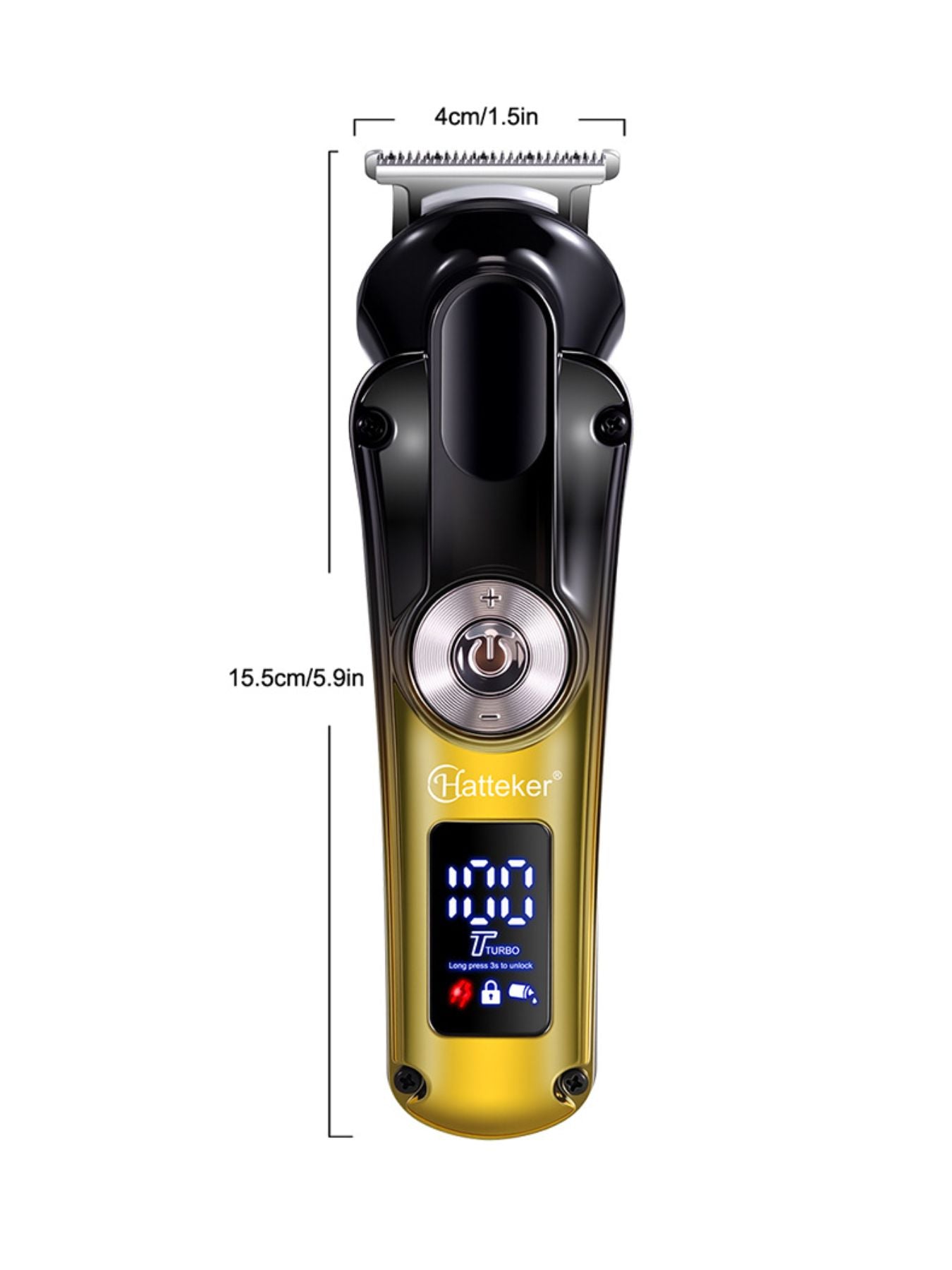 Teal cordless hair clipper with LED display from Trendsi, showing adjustable blades and ergonomic design.