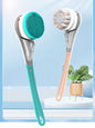 Turquoise long handle exfoliating body brush by Trendsi with a textured bristle surface for gentle skin exfoliation.