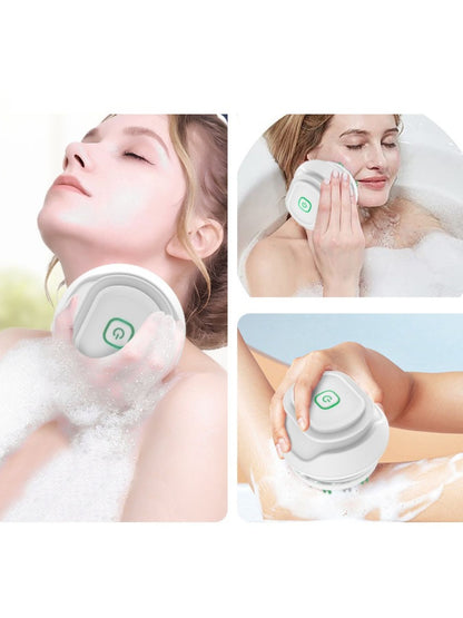 Turquoise long handle exfoliating body brush from Trendsi with a comfortable grip for skincare and gentle scrubbing.